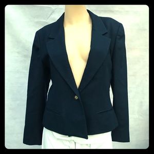 Evan Picone Wool Blazer Navy Blue One Button Sz 8P